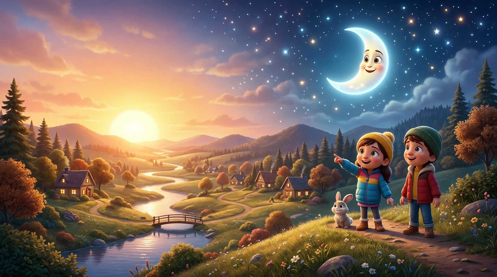Sun, moon and stars
